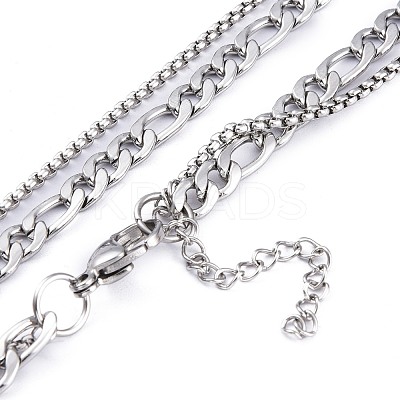 Non-Tarnish 304 Stainless Steel Double Layer Necklaces NJEW-M181-12P-1