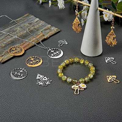12Pcs 6 Style 201 Stainless Steel Pendants STAS-SZ0002-12-1