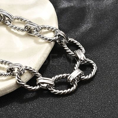 304 Stainless Steel Oval Link Chain Bracelets for Women X-BJEW-R021-09P-1