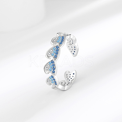 Brass Micro Pave Cubic Zirconia Cuff Rings RJEW-P169-03P-1