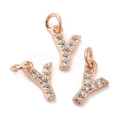 Brass Micro Pave Grade AAA Cubic Zirconia Charms ZIRC-P067-11RG-Y-NR-1