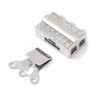 Brass Micro Pave Clear Cubic Zirconia Box Clasps KK-C031-10P-1