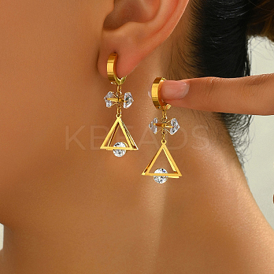 Fashionable Geometric Stainless Steel Triangle Hoop Earrings UT9685-1