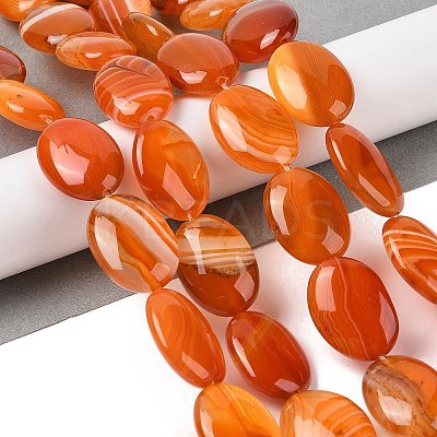 Natural Striped Agate/Banded Agate Beads Strands G-Q182-01E-1