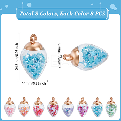 64Pcs 8 Colors Glass Pendants GGLA-GA0001-07A-1
