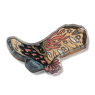 Wsetern Cowboy Theme Printed Acrylic Pendants OACR-H043-01K-1