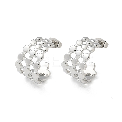 304 Stainless Steel C-Shaped Stud Earrings for Women EJEW-A119-15P-1