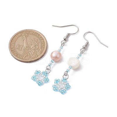 Natural Pearl Dangle Earrings EJEW-MZ00120-02-1
