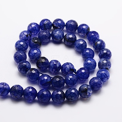 Dyed Natural Agate Faceted Round Beads Strands X-G-E320E-8mm-08-1