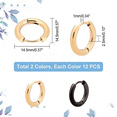 12Pair 2 Color 304 Stainless Steel Huggie Hoop Earrings EJEW-UN0032-61-1