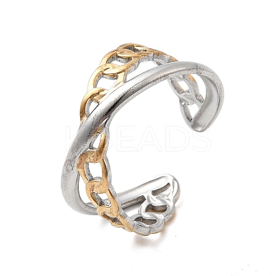Adjustable 304 Stainless Steel Cuff Rings for Women RJEW-B150-01GP-06-1