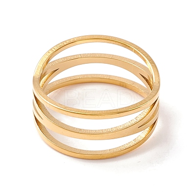Criss Cross 304 Stainless Steel Finger Ring for Women RJEW-B035-03G-1