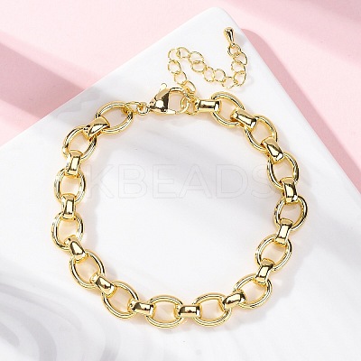 Brass Oval Link Chain Bracelets for Women Men LS-BJEW-K273-06G-1