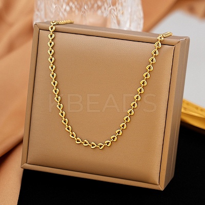 4MM 304 Stainless Steel Heart Link Chain Necklaces for Women LS-NJEW-G179-06G-1