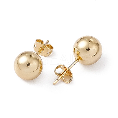 Rack Plating Brass Round Ball Stud Earrings for Women EJEW-F294-08E-G-1