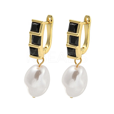 Rack Plating Brass Micro Pave Cubic Zirconia Hoop Earring EJEW-C102-02G-02-1