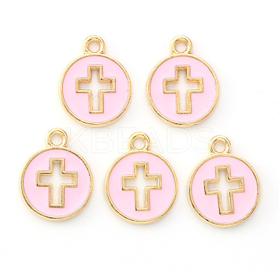 Light Gold Plated Alloy Enamel Pendants LS-X-ENAM-R136-18B-1