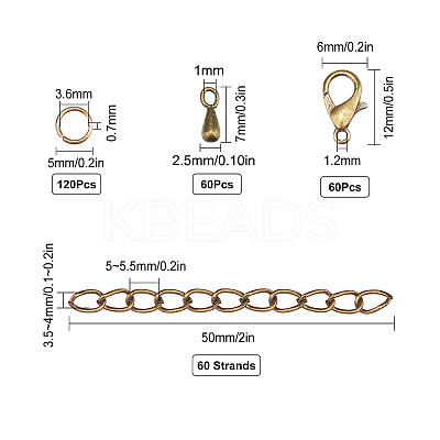 60 Strands Iron Chain Extender DIY-SC0016-76-1