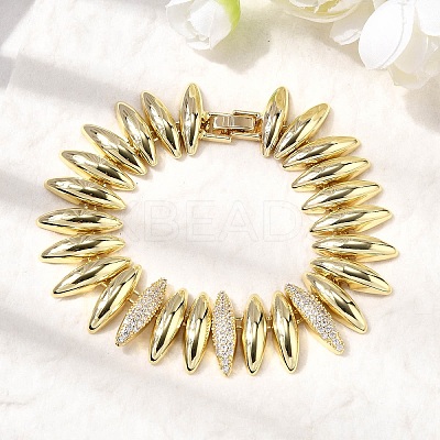 Brass Link Chain Bracelets for Women BJEW-H630-10G-1