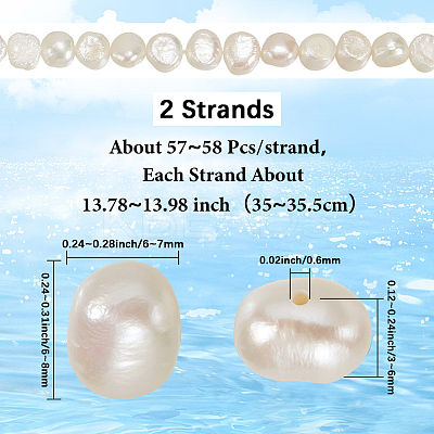 2 Strands Natural Cultured Freshwater Pearl Beads Strands PEAR-SC0001-37-1