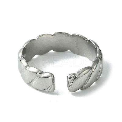 Non-Tarnish 304 Stainless Steel Grooved Open Cuff Ring RJEW-L110-027P-1