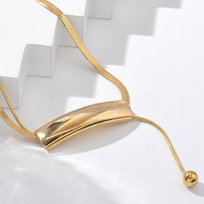 304 Stainless Steel Curved Tube Snake Chain Necklaces for Women NJEW-Z061-04G-01-1