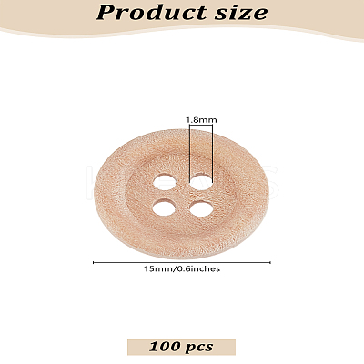 Flat Round Wood Buttons DIY-LP0001-14A-1