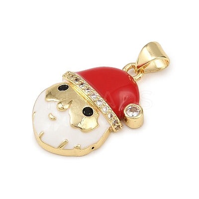 Christmas Brass Micro Pave Cubic Zirconia Enamel Pendants KK-B164-01G-02-1