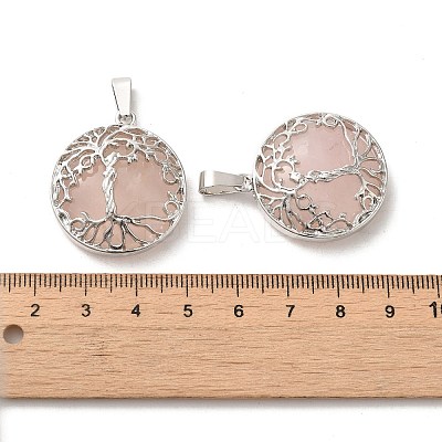 Natural Rose Quartz Pendants FIND-PW0025-04N-1