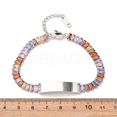304 Stainless Steel Glass Link Chain Bracelets BJEW-G753-03P-03-1