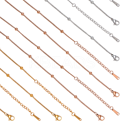 12Pcs 3 Colors 304 Stainless Steel Satellite Chain Necklaces Set for Men Women NJEW-NB0001-15-1