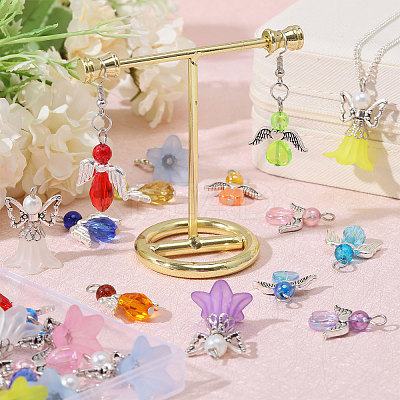 60Pcs 12 Style Glass Pendant PALLOY-CA00001-1