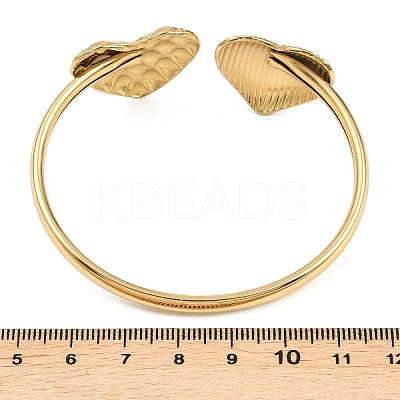 304 Stainless Steel Heart Cuff Bangles for Women BJEW-A154-01B-G-1