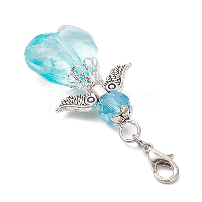 5Pcs Heart Angel Glass & Acrylic Pendant Decorations HJEW-JM03755-1