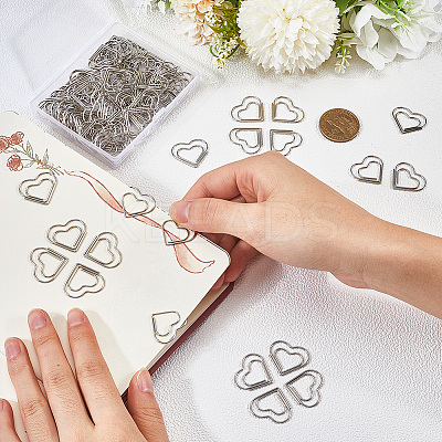 100Pcs Heart Shape Iron Paper Clips TOOL-WH20002-03A-P-1