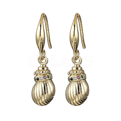 Brass Micro Pave Colorful Cubic Zirconia Dangle Earrings EJEW-F362-13G-1