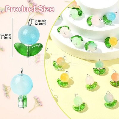 80Pcs 8 Colors Imitation Jelly Glass Beads Pendants PALLOY-CJ00082-1