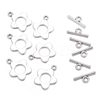 Flower Tibetan Style Alloy Toggle Clasps LS-A0977Y-1