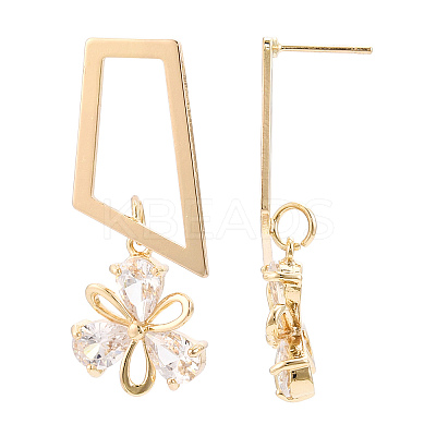 Brass Micro Pave Cubic Zirconia Trapezoid Stud Earrings EJEW-H103-25G-1
