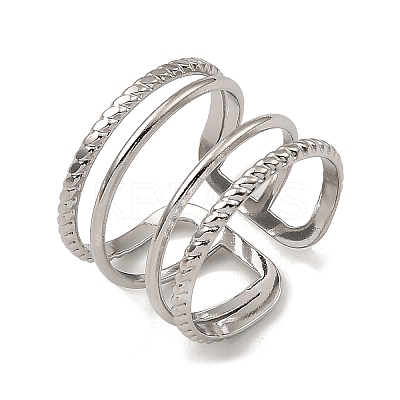 Non-Tarnish 304 Stainless Steel Open Cuff Rings RJEW-Z018-07P-1