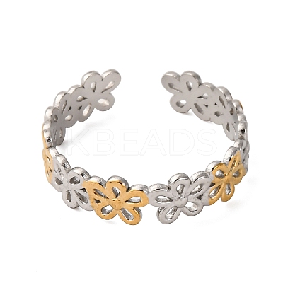 304 Stainless Steel Double Color Cuff Rings RJEW-S635-01GP-02-1