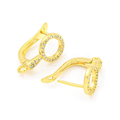 Brass Micro Pave Cubic Zirconia Hoop Earrings Finding KK-K382-02G-1