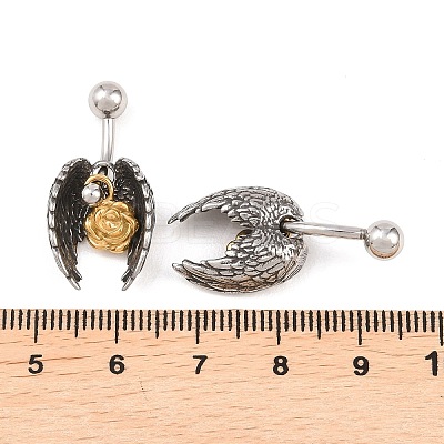 316 Stainless Steel Curved Barbell Dangle Belly Rings AJEW-C044-01-1