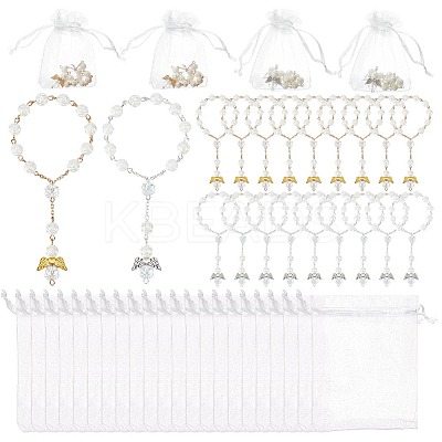 28Pcs 2 Styles Angel with Flower Plastic Imitation Pearl Charm Bracelets BJEW-GO0001-40-1