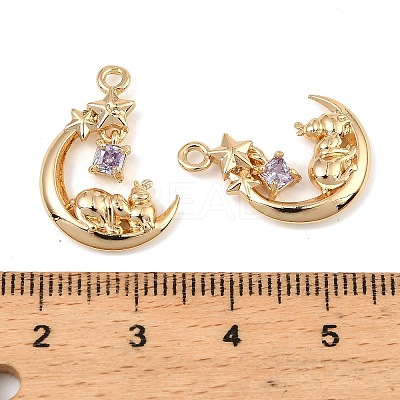 Brass Micro Pave Cubic Zirconia Pendants KK-C155-19G-01-1