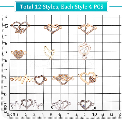 48Pcs 12 Style Alloy & ABS Plastic connector Charms FIND-PH0005-32-1