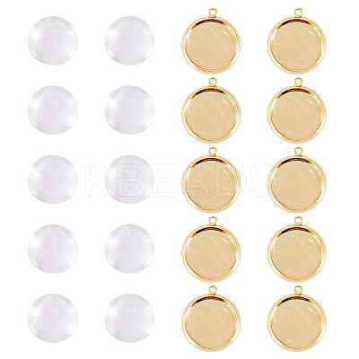 12Pcs Brass Pendant Cabochon Settings KK-TA0003-10C-1