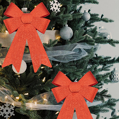 Christmas PVC Glitter Bowknot AJEW-SP0003-72C-01-1