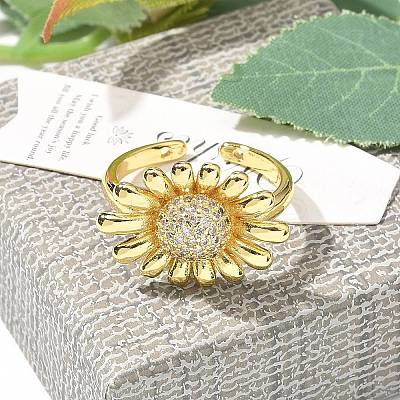 Brass Micro Pave Clear Cubic Zirconia Cuff Rings RJEW-M029-01G-1