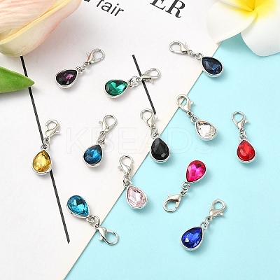 24Pcs 12 Colors Birthstone Alloy Glass Pendant Decorations HJEW-YW00157-1